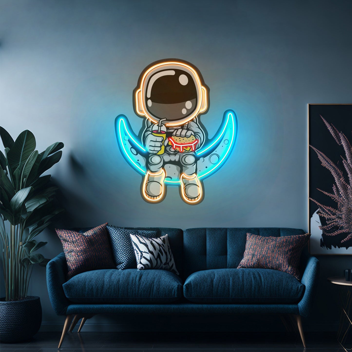 Astronaut Hamburger Custom Led Signs Artwork For Sale