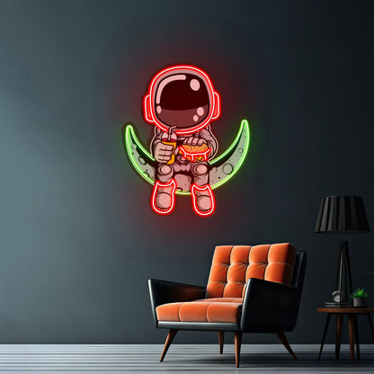 Astronaut Hamburger Custom Led Signs Artwork For Sale