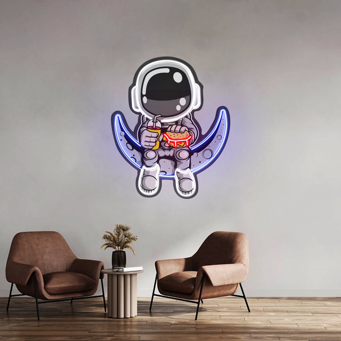 Astronaut Hamburger Custom Led Signs Artwork For Sale