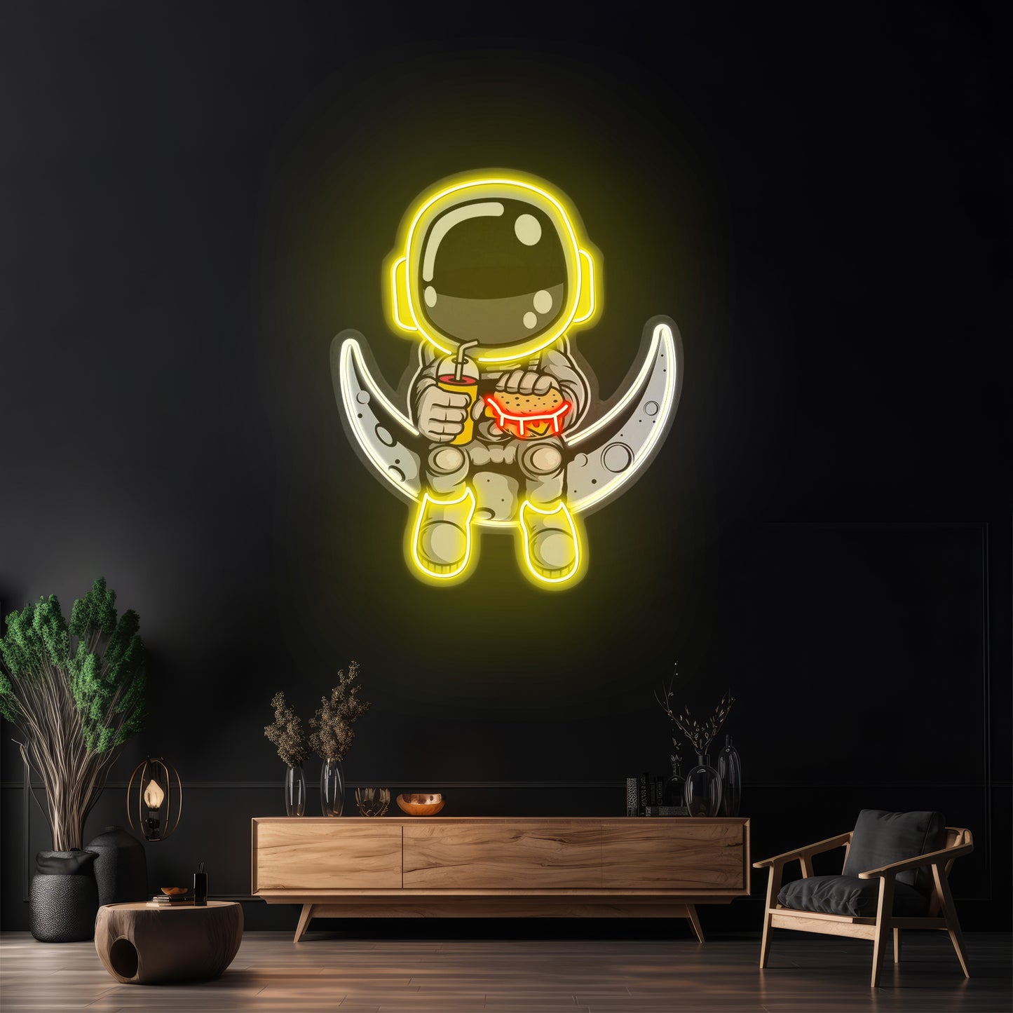 Astronaut Hamburger Custom Led Signs Artwork For Sale