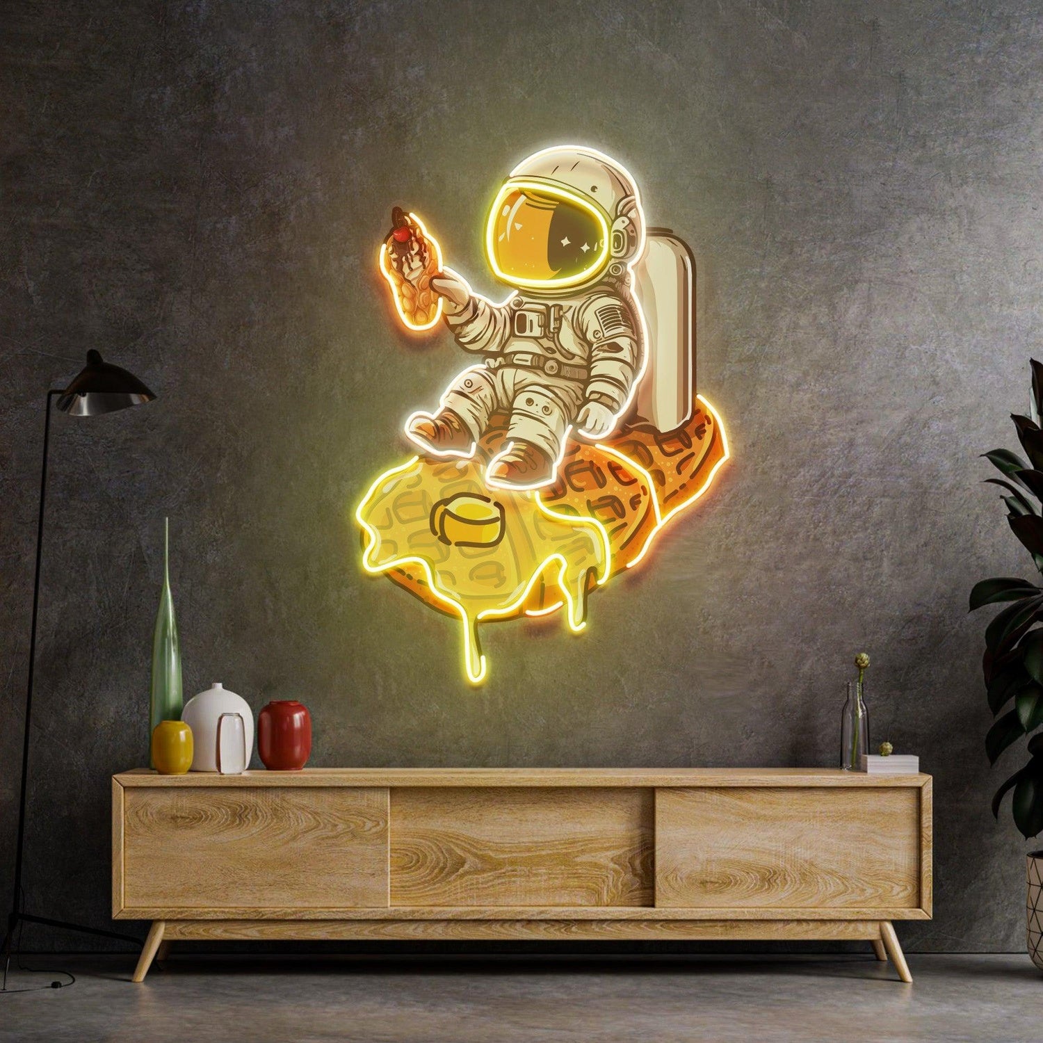 Astronaut Hamburger Multicolor Cartoon Uv Printed Led Neon Sign Bedroom Wall Decor | Shineneon