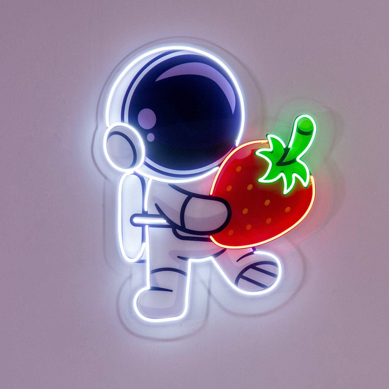 Astronaut Holding Strawberry With Planets Uv Printed Led Neon Sign For Home Decor | Shineneon