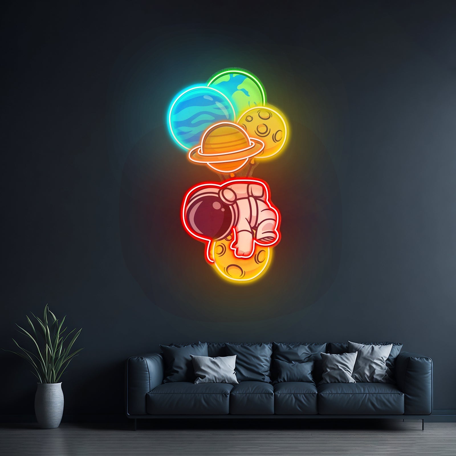 Astronaut Hugging Planet Custom Led Signs Artwork For Sale - Shineneon