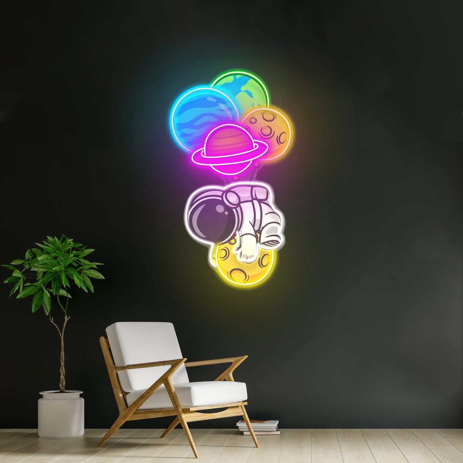 Astronaut Hugging Planet Custom Led Signs Artwork For Sale - Shineneon