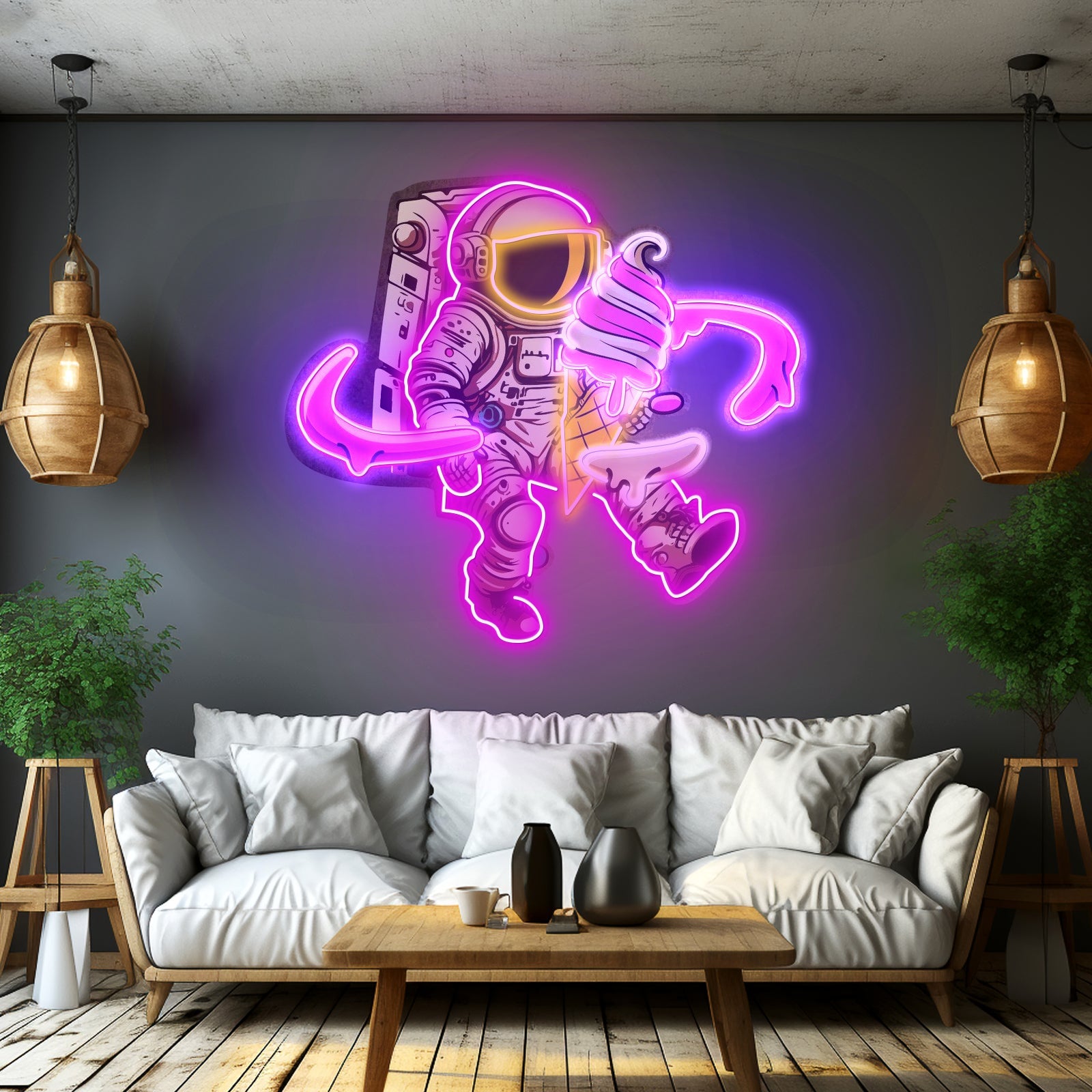 Astronaut Ice Cream Custom Led Signs Artwork For Sale - Shineneon