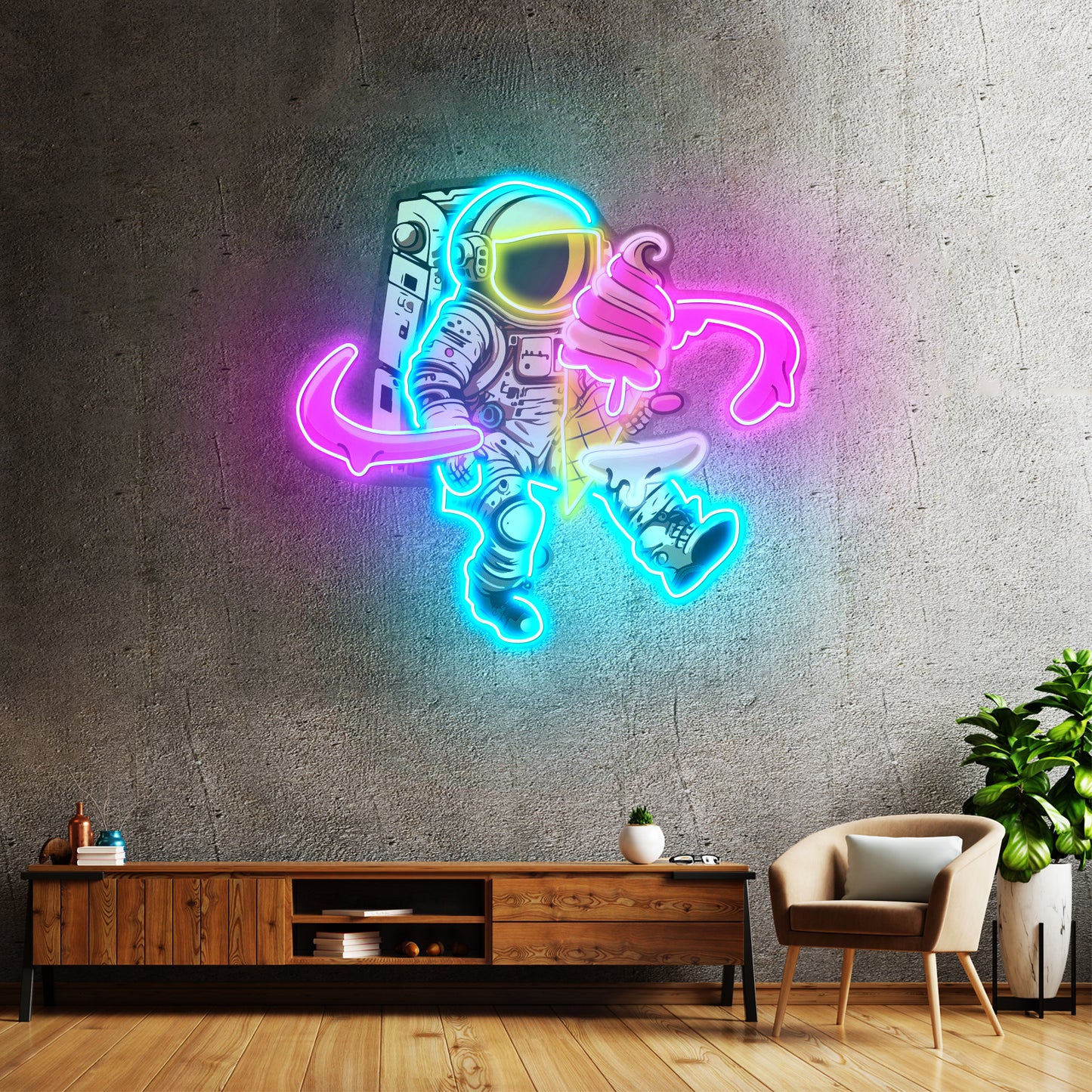 Astronaut Ice Cream Custom Led Signs Artwork For Sale