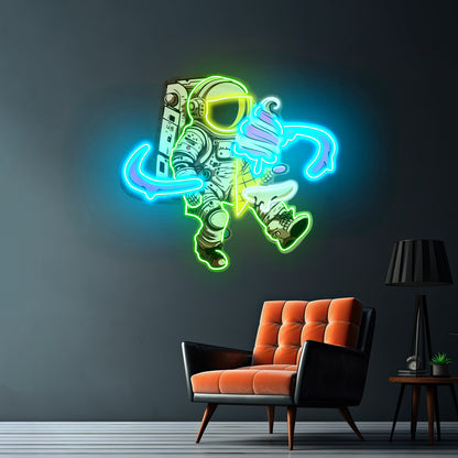 Astronaut Ice Cream Custom Led Signs Artwork For Sale