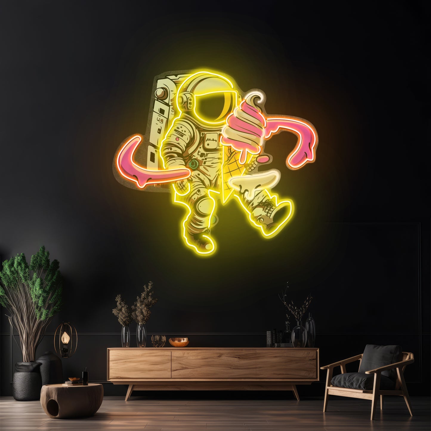 Astronaut Ice Cream Custom Led Signs Artwork For Sale