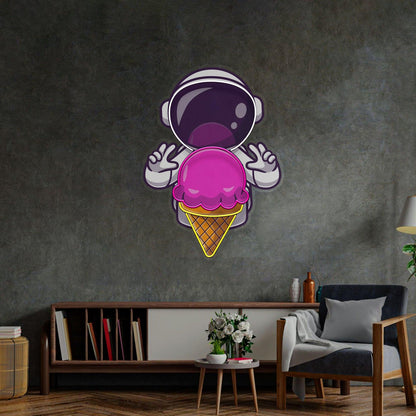 Astronaut Ice Cream Space Uv Printed Led Neon Sign Artwork For Modern Indoor Decor | Shineneon