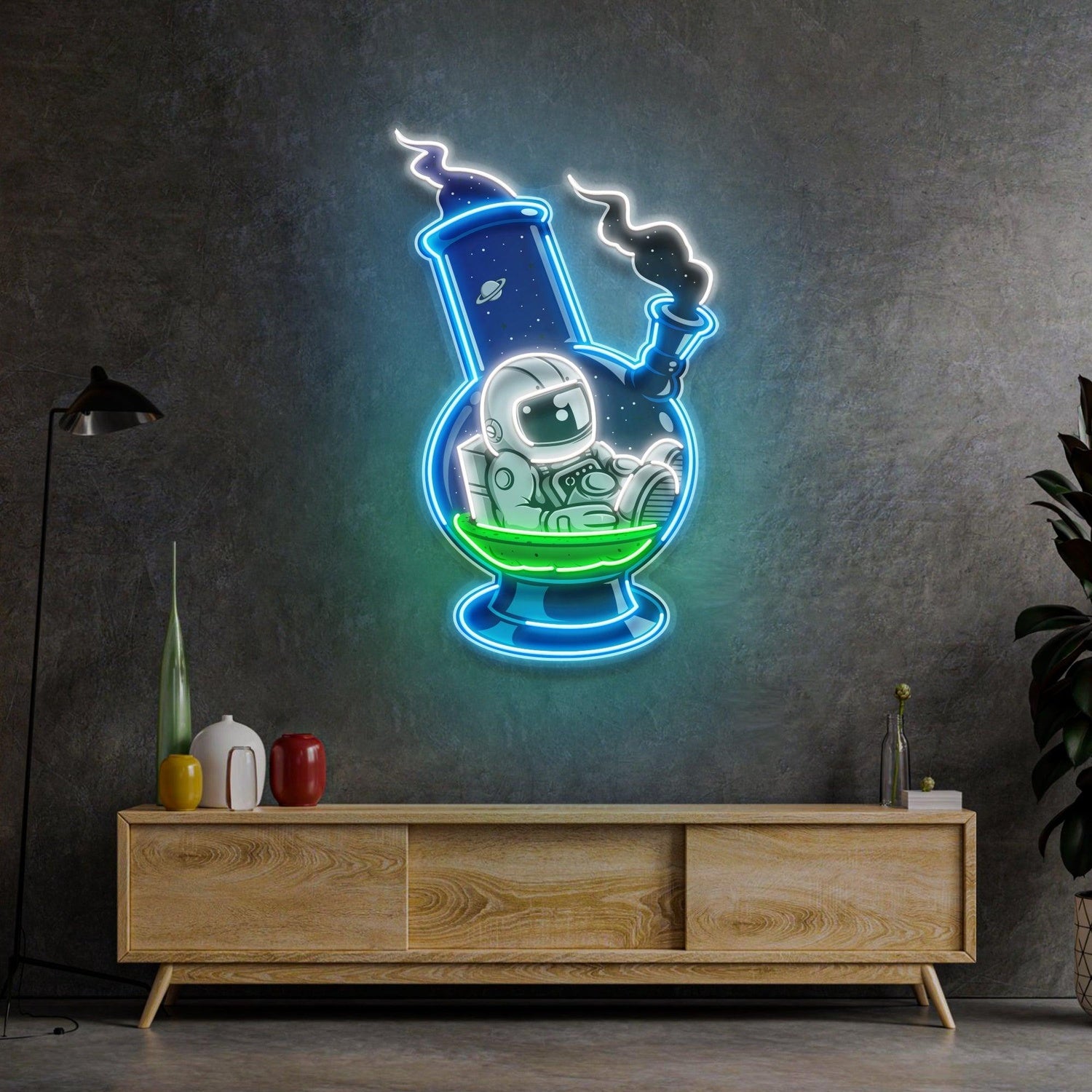 Astronaut In Flask Uv Printed Led Neon Sign For Home Bar Cafe Decor | Shineneon