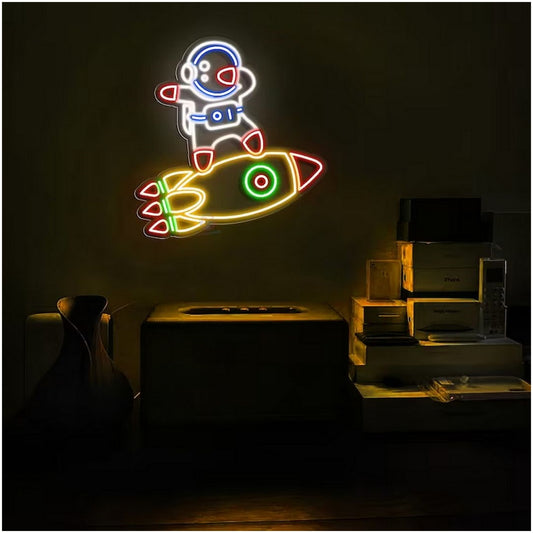 Astronaut On A Rocket Led Sign Business Neon Sign