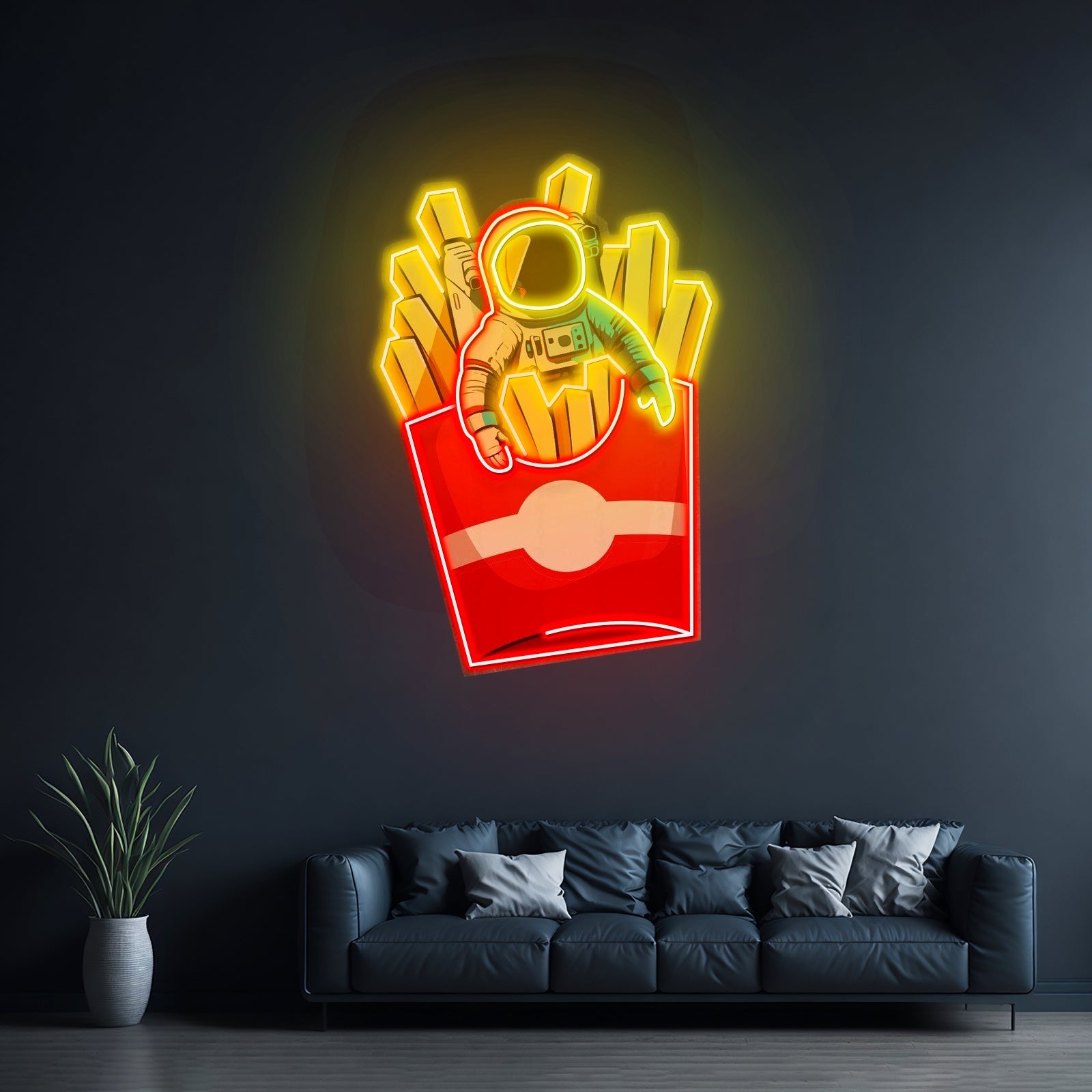 Astronaut On Chips Custom Led Signs Artwork For Sale - Shineneon