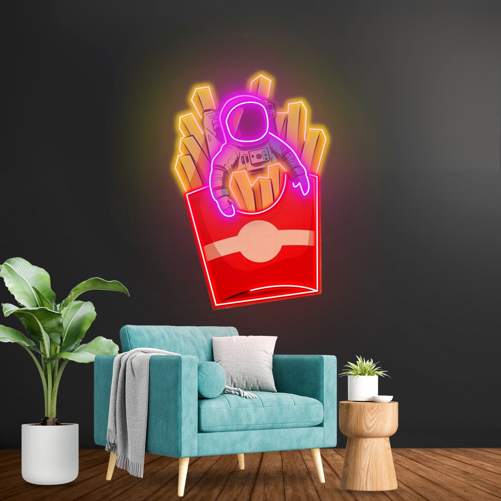 Astronaut On Chips Custom Led Signs Artwork For Sale - Shineneon