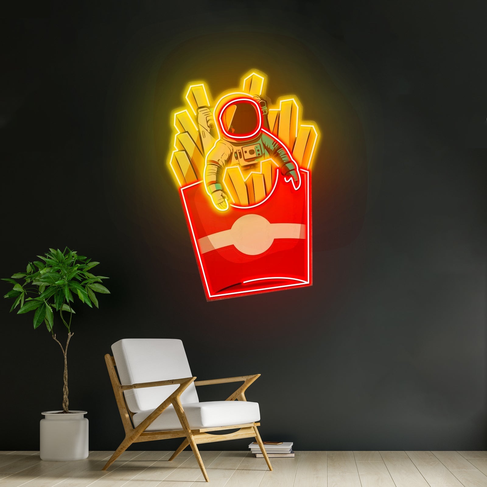 Astronaut On Chips Custom Led Signs Artwork For Sale - Shineneon