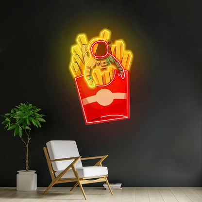 Astronaut On Chips Custom Led Signs Artwork For Sale - Shineneon