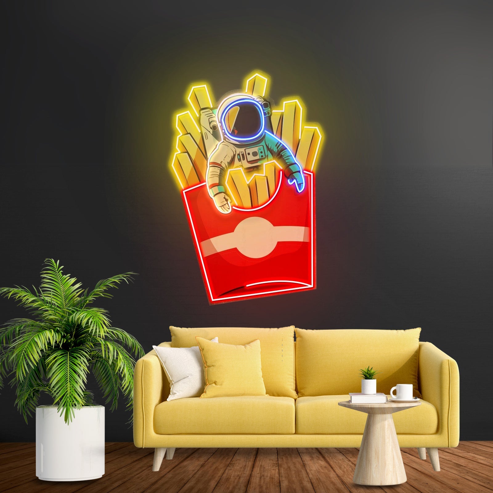 Astronaut On Chips Custom Led Signs Artwork For Sale - Shineneon