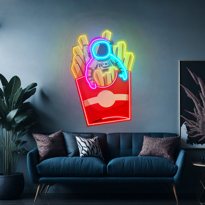 Astronaut On Chips Custom Led Signs Artwork For Sale