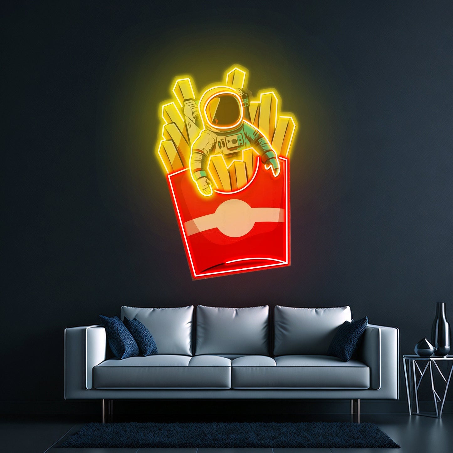 Astronaut On Chips Custom Led Signs Artwork For Sale