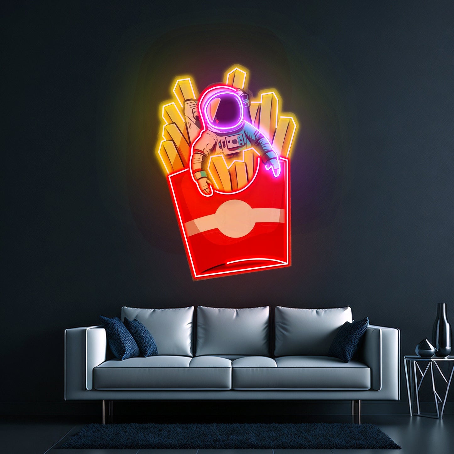 Astronaut On Chips Custom Led Signs Artwork For Sale