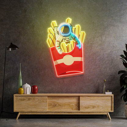Astronaut On Chips Led Neon Acrylic Artwork | Shineneon