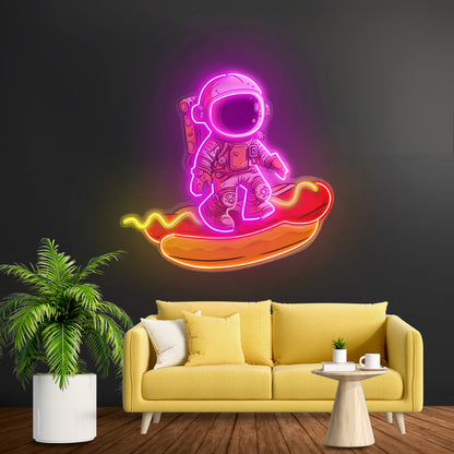 Astronaut On Hotdog Custom Led Signs Artwork For Sale