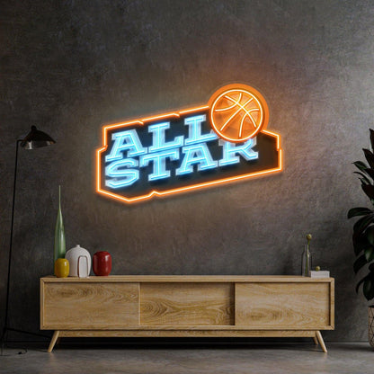 Astronaut On Moon With Stars Uv Printed Led Neon Sign Bedroom Wall Decor | Shineneon