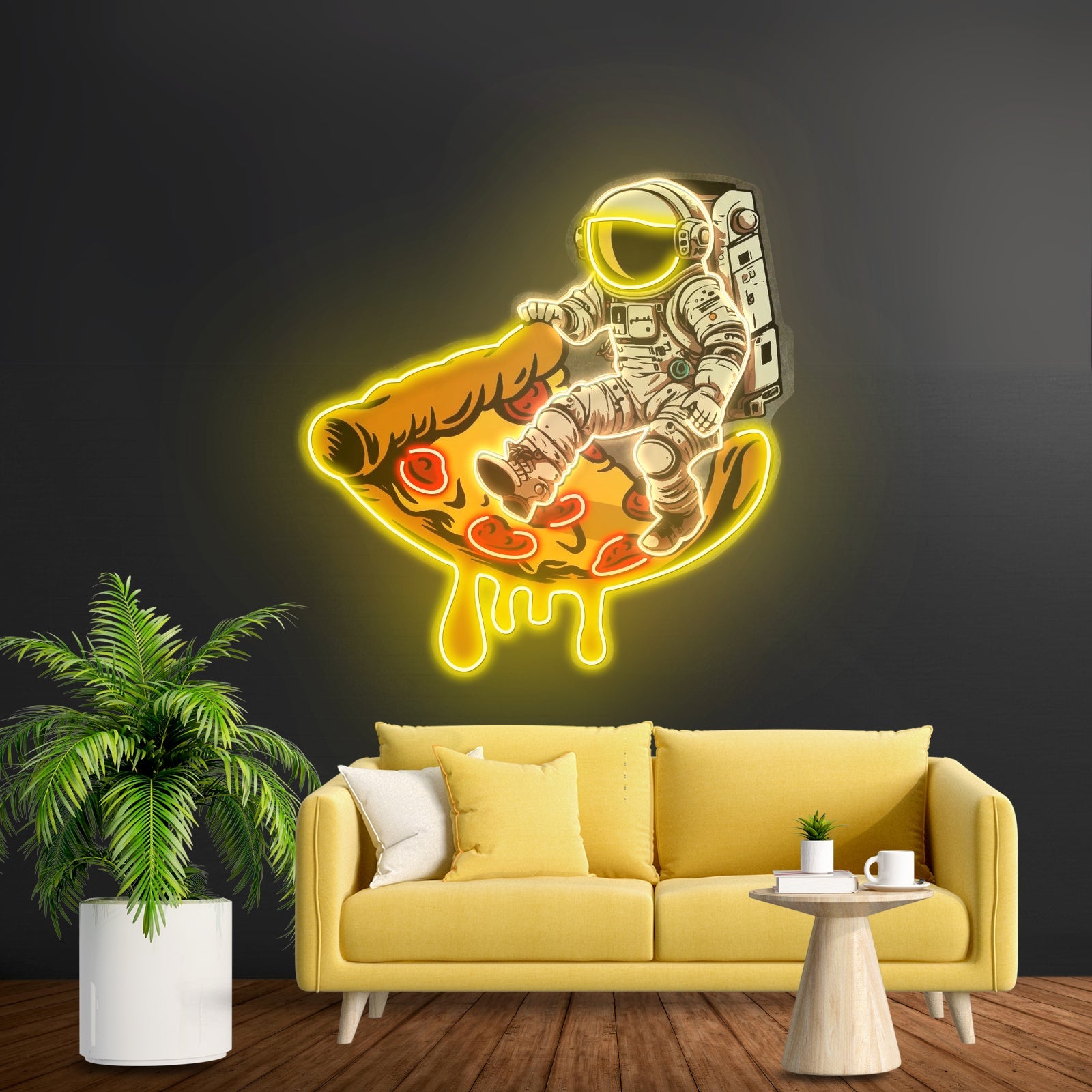 Astronaut On Pizza Mat Custom Led Signs Artwork For Sale - Shineneon