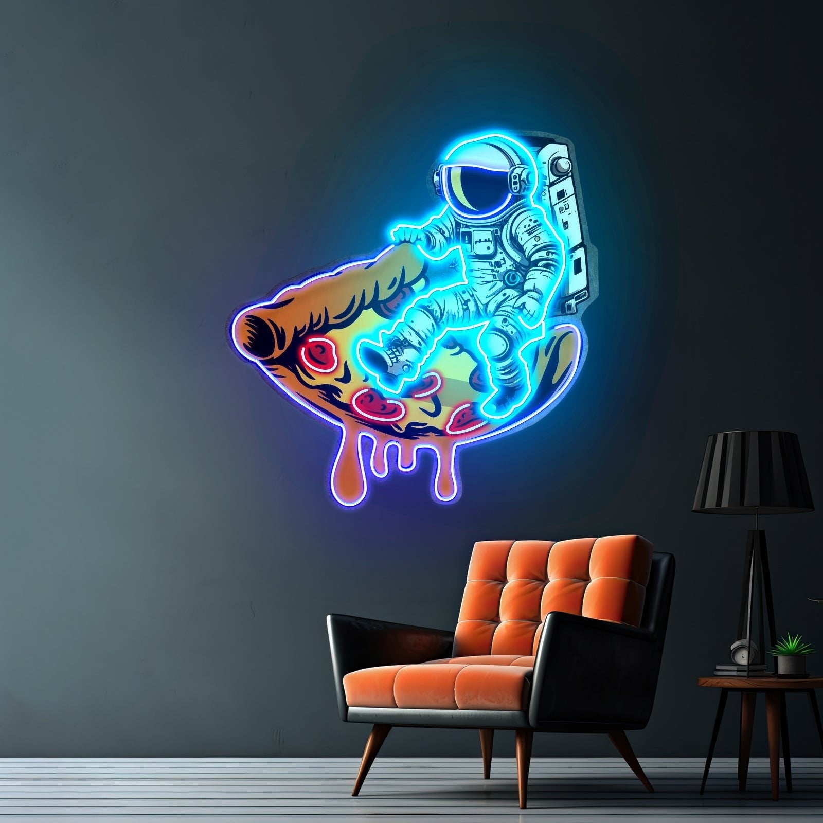 Astronaut On Pizza Mat Custom Led Signs Artwork For Sale - Shineneon