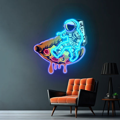 Astronaut On Pizza Mat Custom Led Signs Artwork For Sale - Shineneon