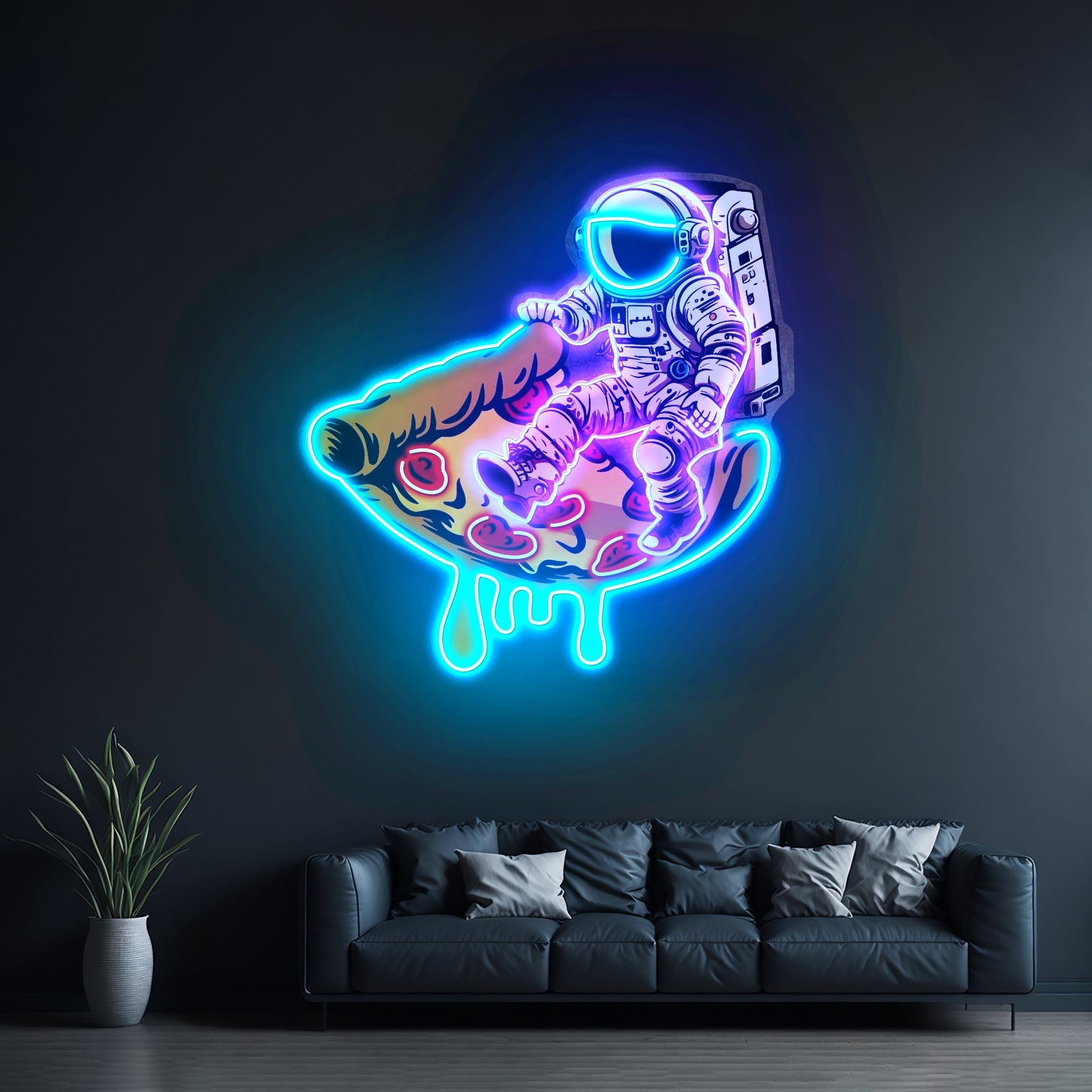 Astronaut On Pizza Mat Custom Led Signs Artwork For Sale - Shineneon