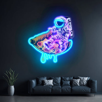 Astronaut On Pizza Mat Custom Led Signs Artwork For Sale - Shineneon
