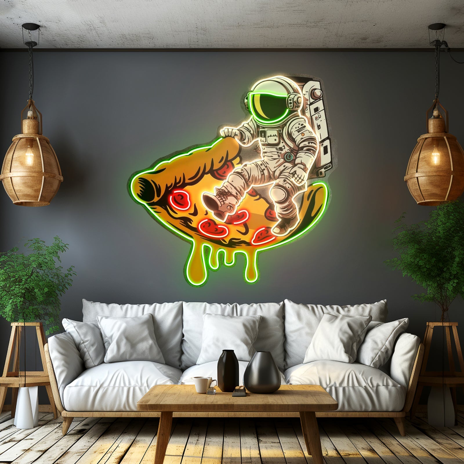 Astronaut On Pizza Mat Custom Led Signs Artwork For Sale - Shineneon