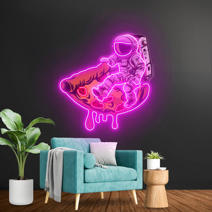 Astronaut On Pizza Mat Custom Led Signs Artwork For Sale - Shineneon