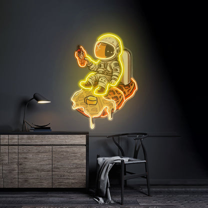 Astronaut On Waffle Custom Led Signs Artwork For Sale - Shineneon
