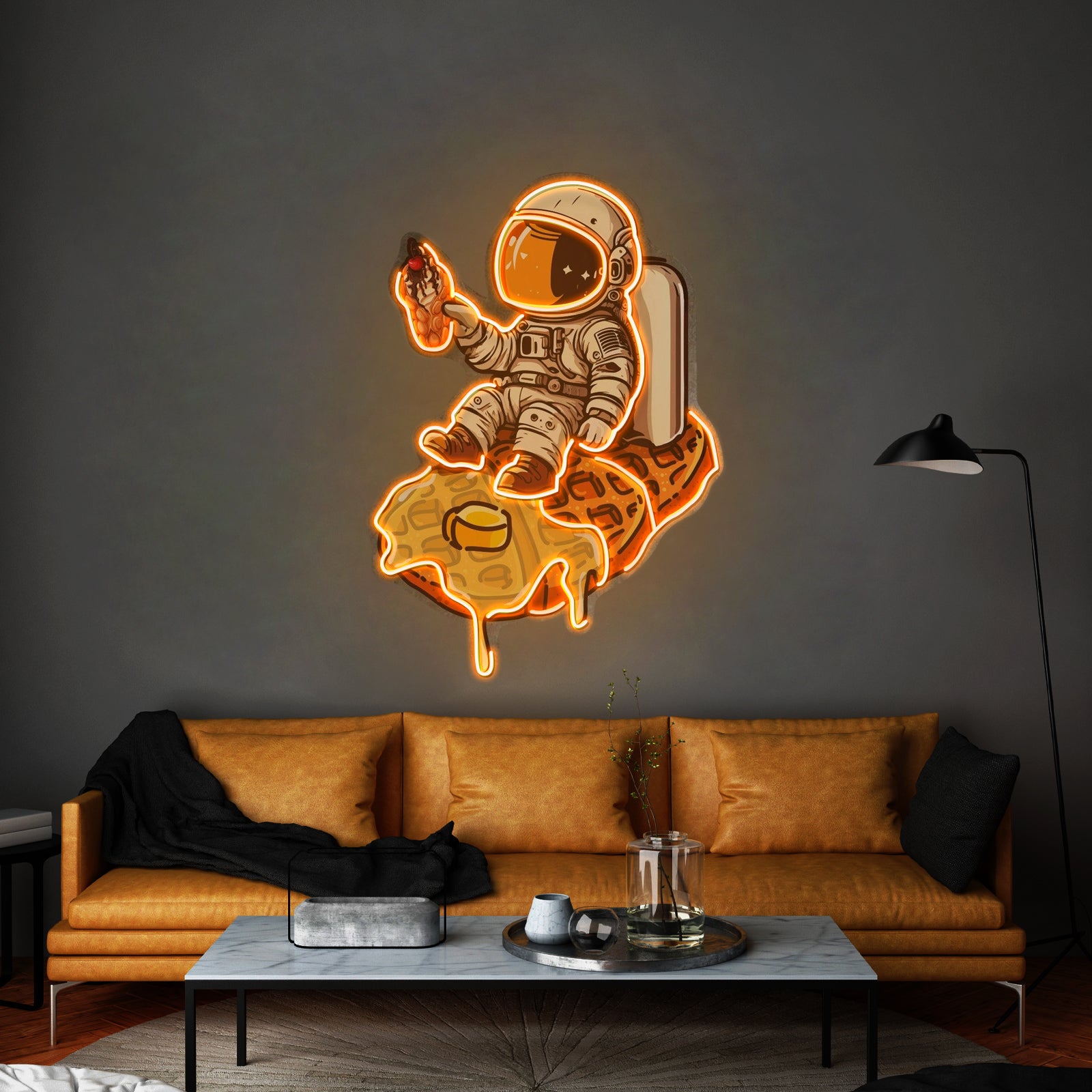Astronaut On Waffle Custom Led Signs Artwork For Sale