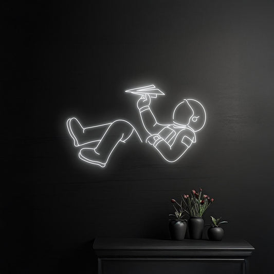 Astronaut Paper Plane Neon Sign