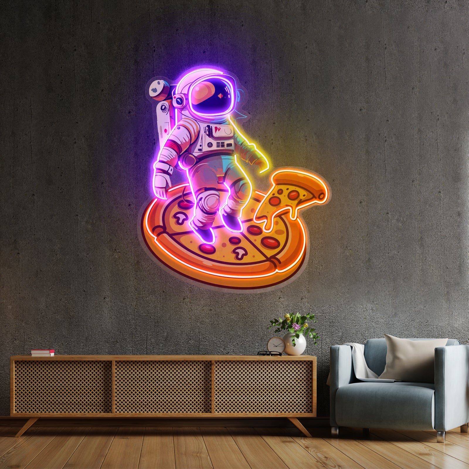 Astronaut Pizza Custom Led Signs Artwork For Sale