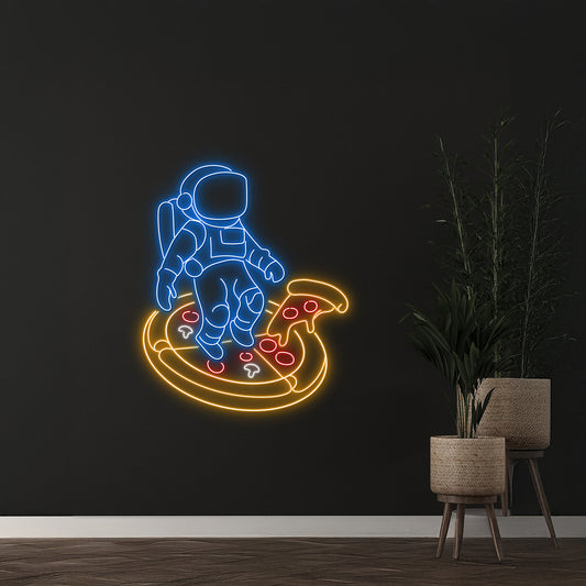 Astronaut Pizza Neon Sign