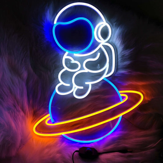 Astronaut Planet Spaceship Led Sign Business Neon Sign