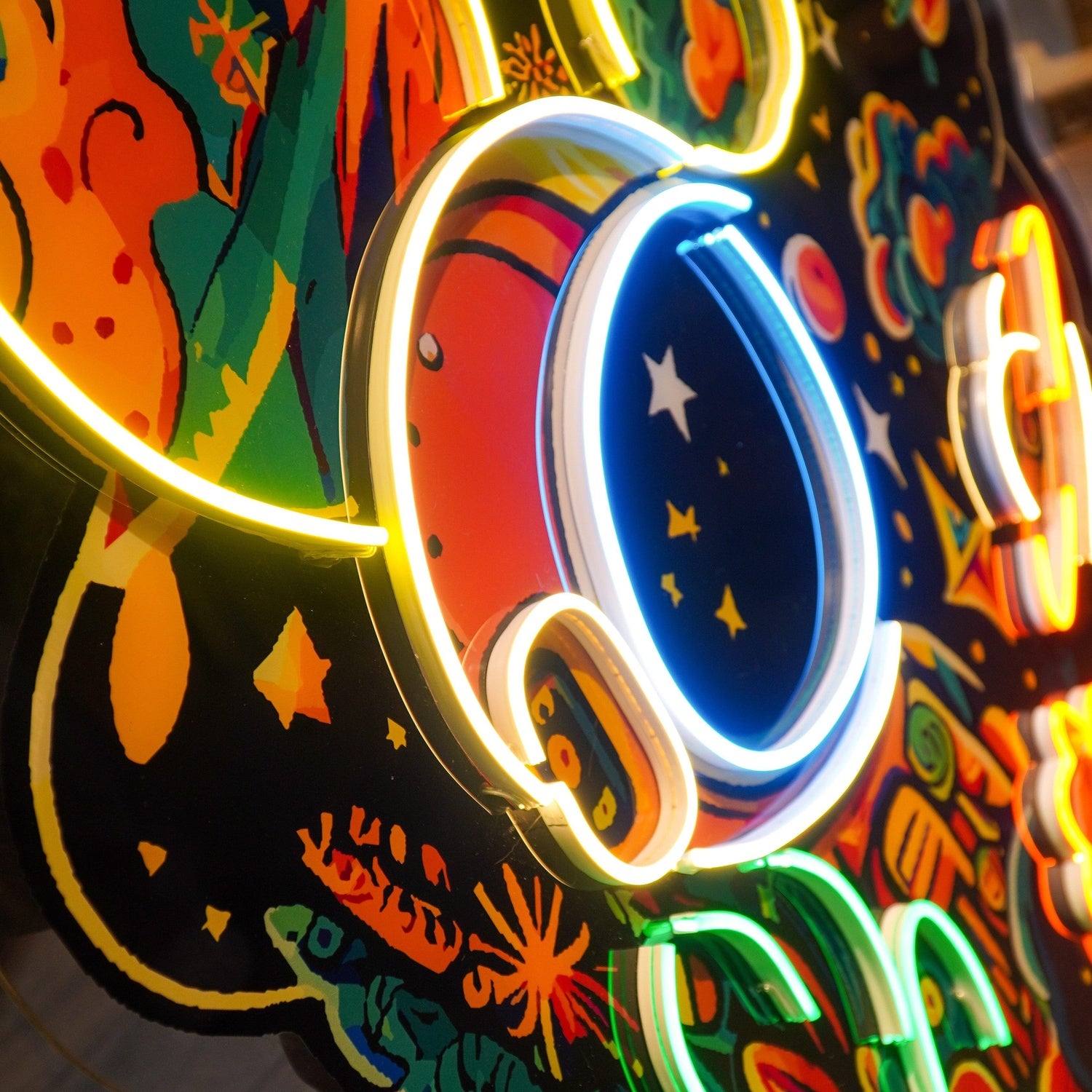 Astronaut Plant Universe Multicolor Wolf Uv Printed Led Neon Sign For Room Art Decor | Shineneon