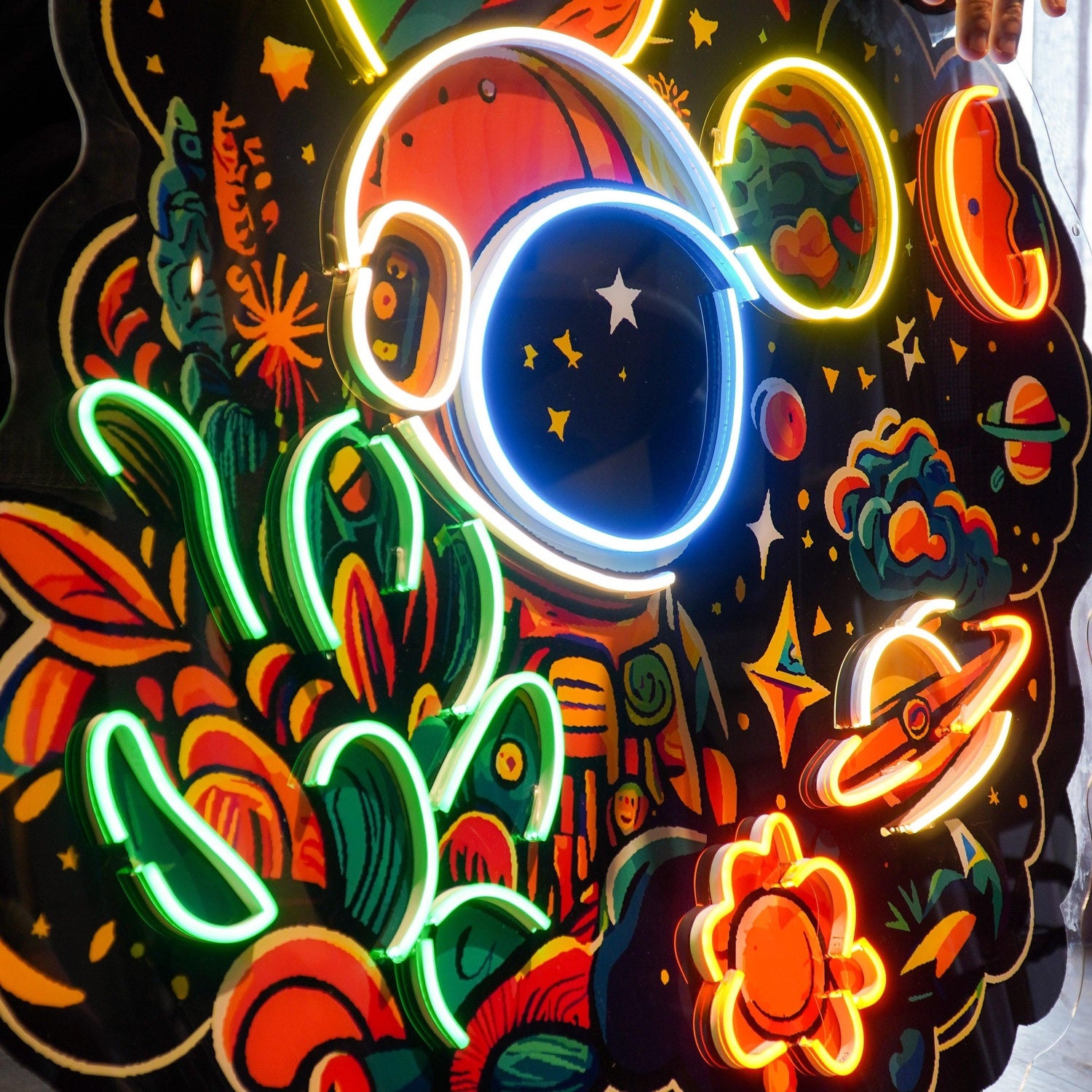 Astronaut Plant Universe Multicolor Wolf Uv Printed Led Neon Sign For Room Art Decor | Shineneon