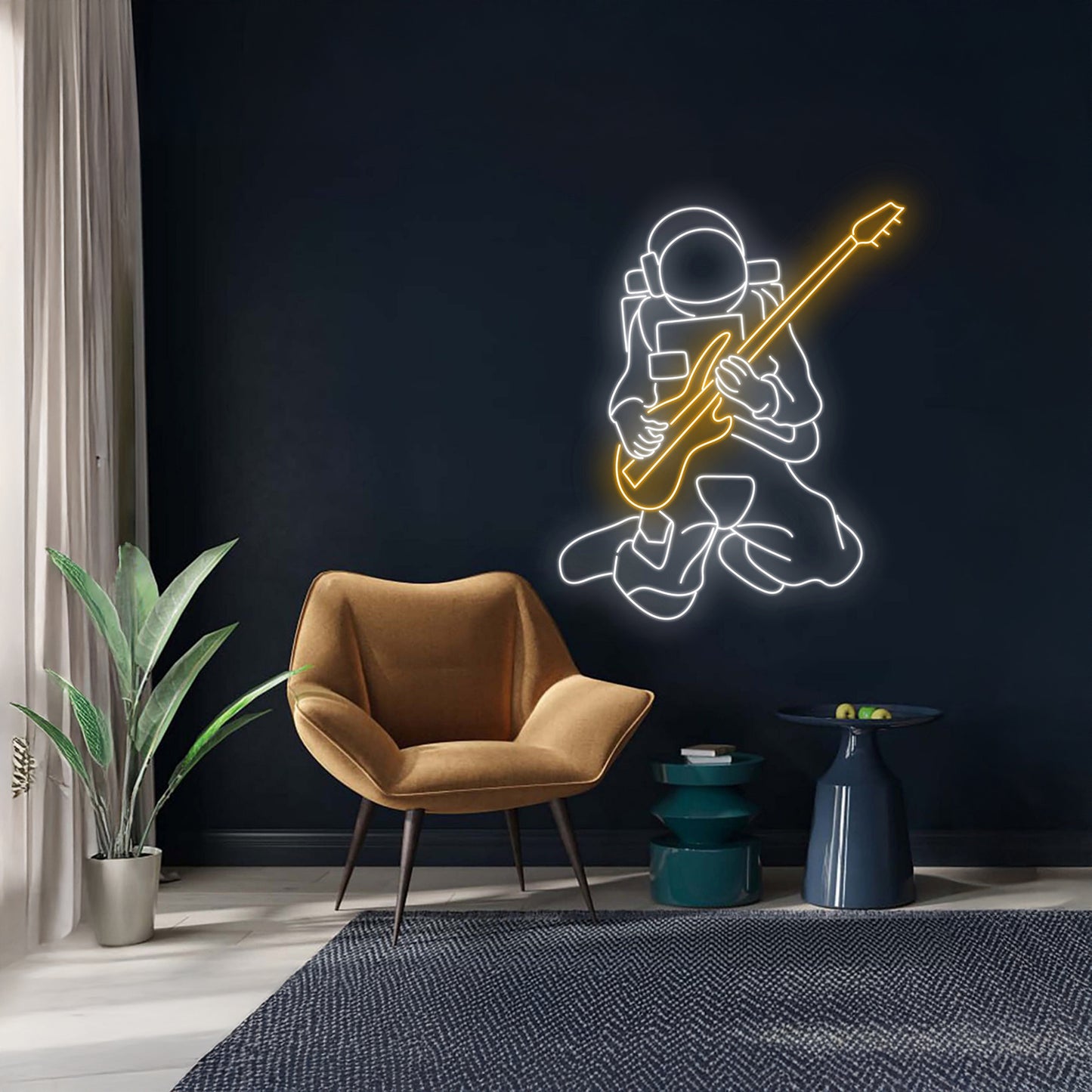 Astronaut Playing Guitar Neon Sign