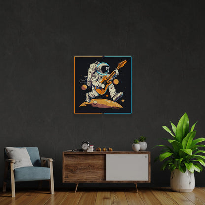 Astronaut Playing Guitar On Moon Acrylic Artwork Led Neon Sign | Shineneon
