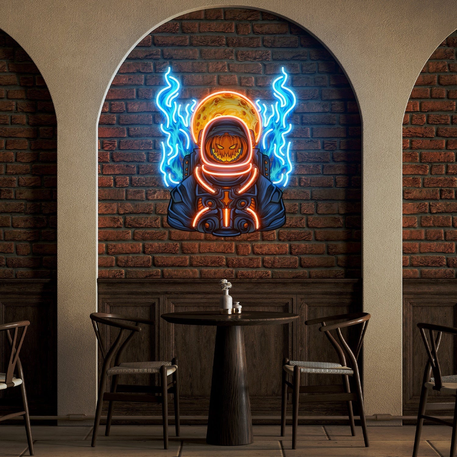 Astronaut Pumpkin For Halloween Acrylic Artwork Led Neon Sign | Shineneon