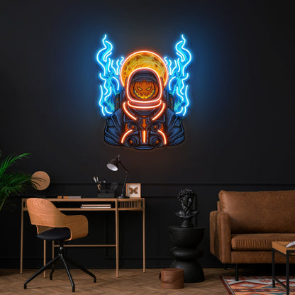 Astronaut Pumpkin For Halloween Acrylic Artwork Led Neon Sign | Shineneon
