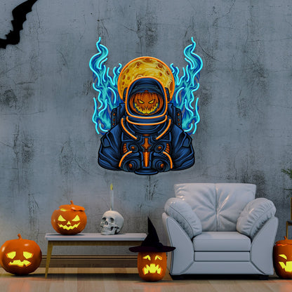 Astronaut Pumpkin For Halloween Acrylic Artwork Led Neon Sign | Shineneon