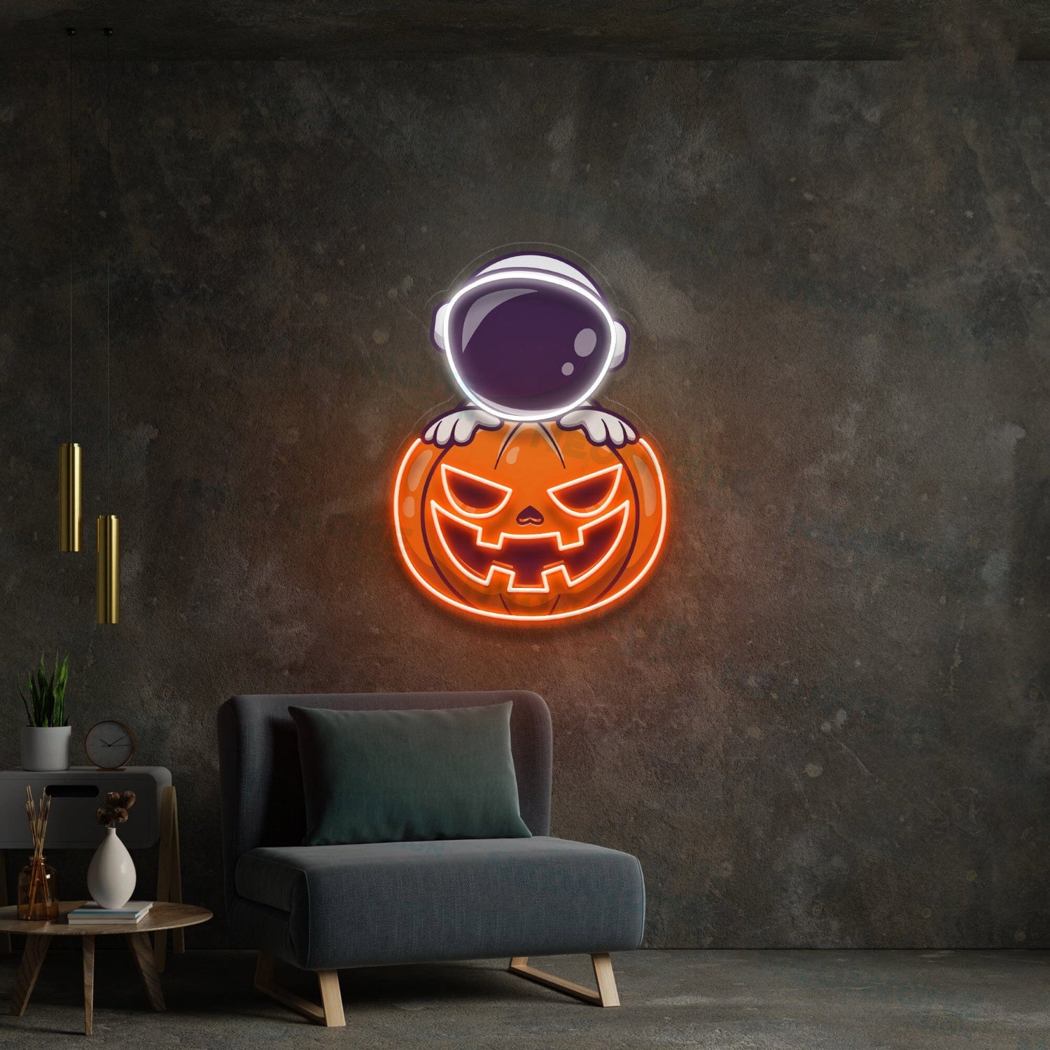 Astronaut Pumpkin Led Uv Neon Sign Halloween Party Wall Decor | Shineneon