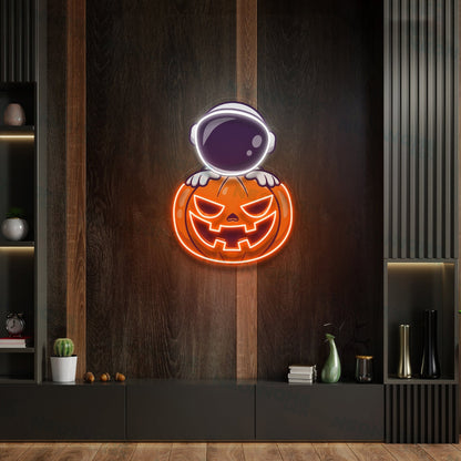 Astronaut Pumpkin Led Uv Neon Sign Halloween Party Wall Decor | Shineneon