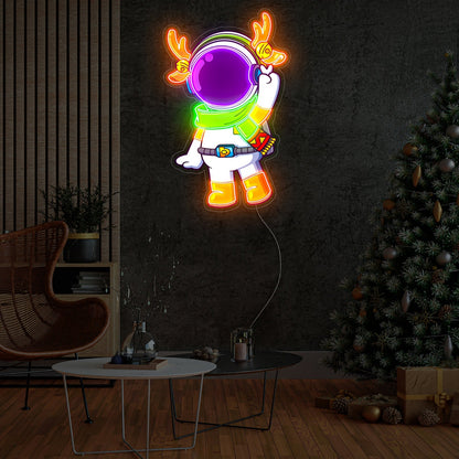 Astronaut Reindeer Christmas Neon Acrylic Artwork | Shineneon