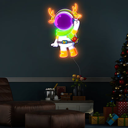 Astronaut Reindeer Christmas Neon Acrylic Artwork | Shineneon